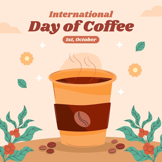 Flat illustration for international coffee day celebration