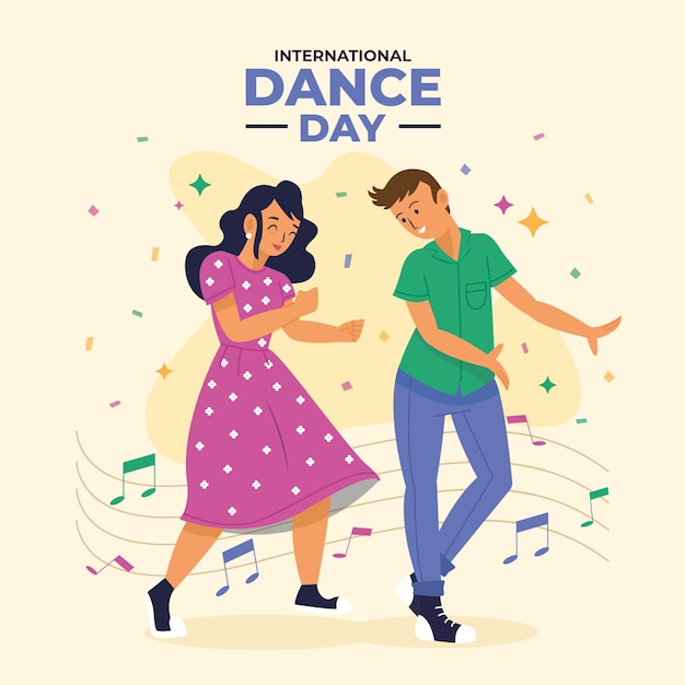 Vector flat illustration for international dance day celebration