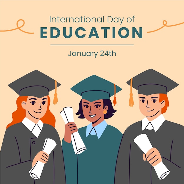 flat illustration for international day of education celebration