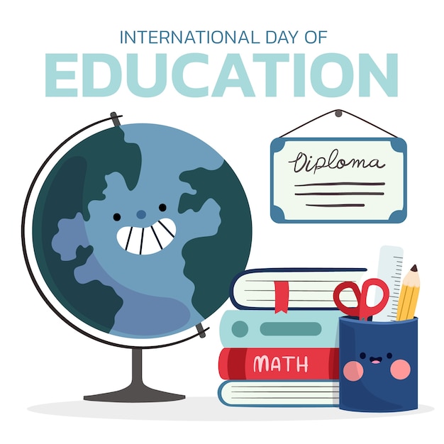 Illustrazione piatta per la giornata internazionale dell'evento educativo