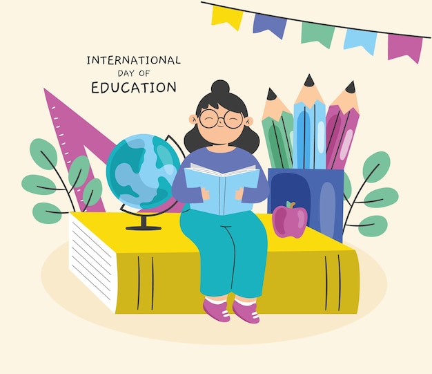 Vector flat illustration for international day of education event