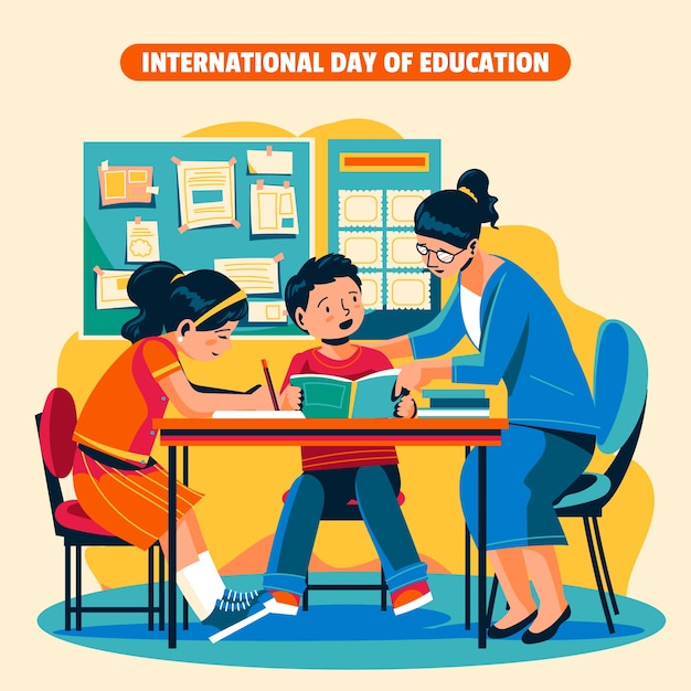 Flat illustration for international day of education