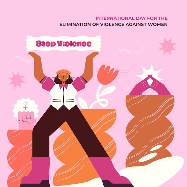 Flat illustration for international day for the elimination of violence against women