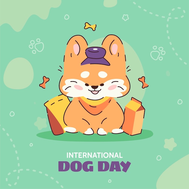 Flat illustration for international dog day celebration