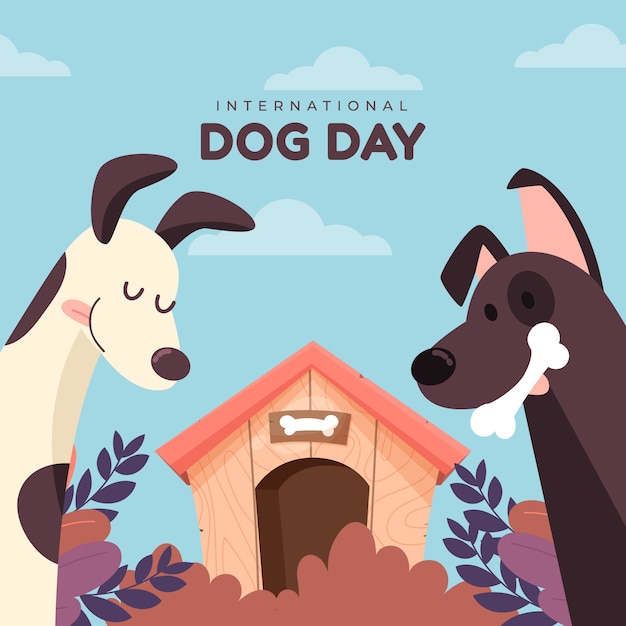 Flat illustration for international dog day celebration
