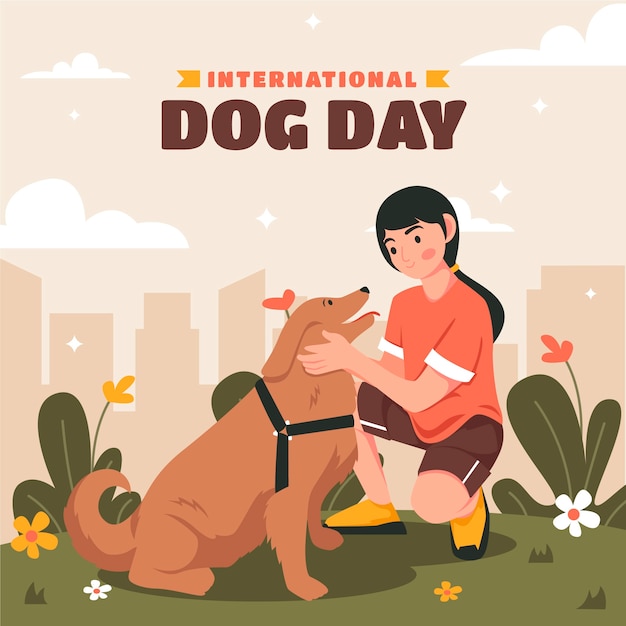 Vector flat illustration for international dog day celebration