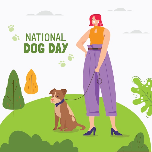 Vettore illustrazione piatta per la celebrazione della giornata internazionale del cane