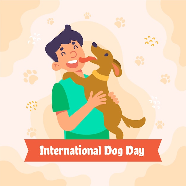 Flat illustration for international dog day celebration