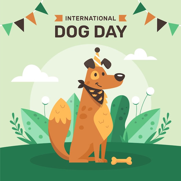 Vector flat illustration for international dog day celebration