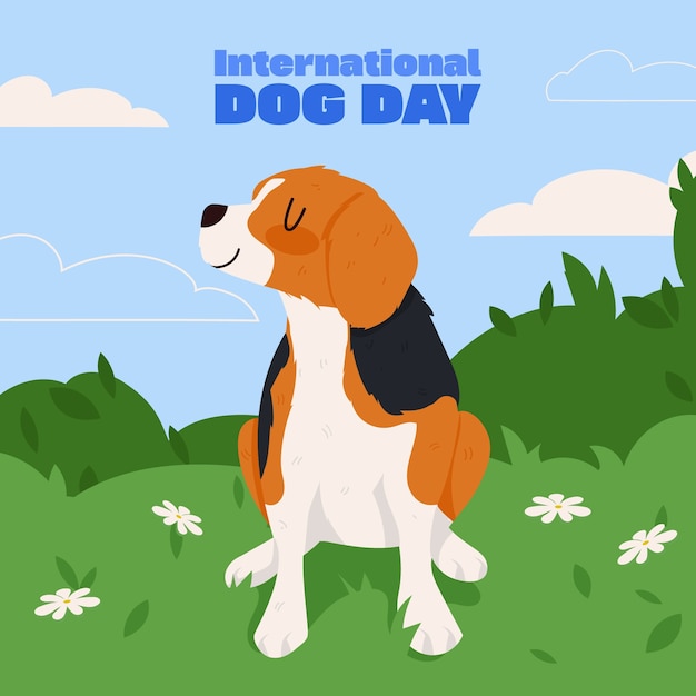 Vector flat illustration for international dog day celebration