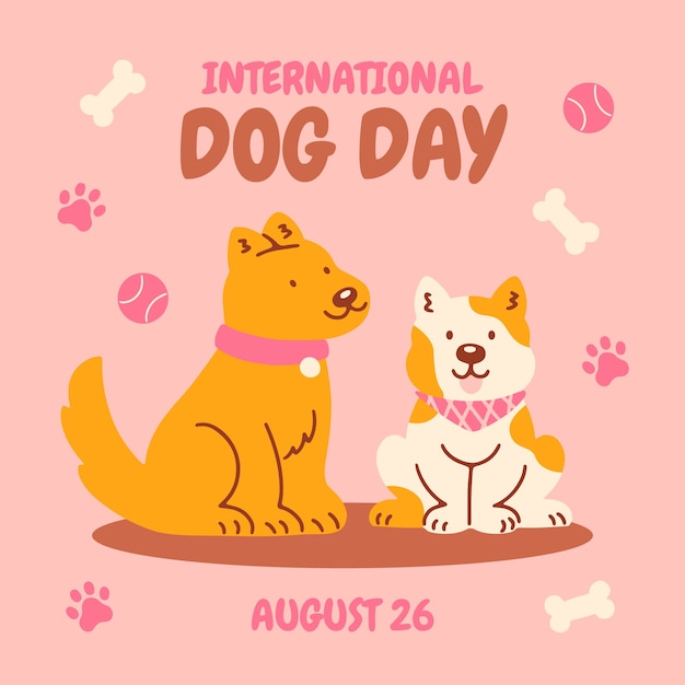 Vector flat illustration for international dog day celebration