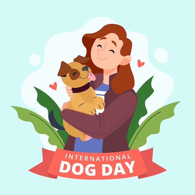 국제 강아지의 날 축하를 위한 평면 그림