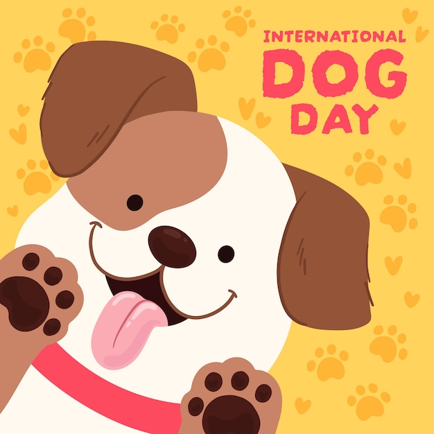 Flat illustration for international dog day celebration