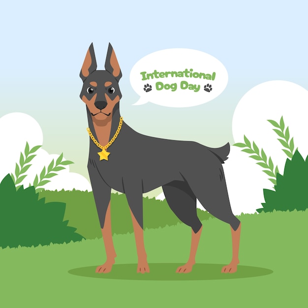 Vector flat illustration for international dog day celebration