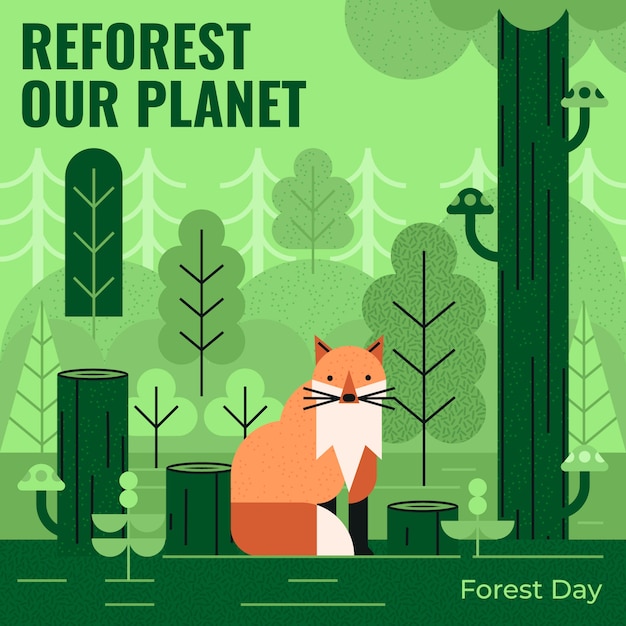 Vector flat illustration for international forest day celebration