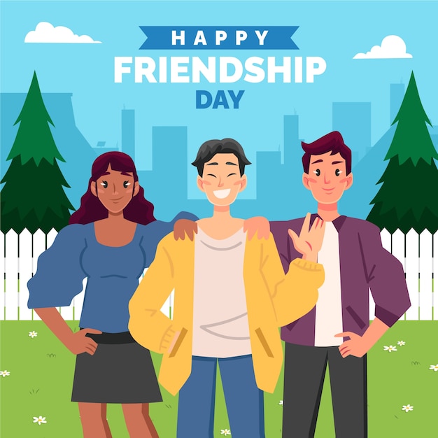 Vector flat illustration for international friendship day celebration