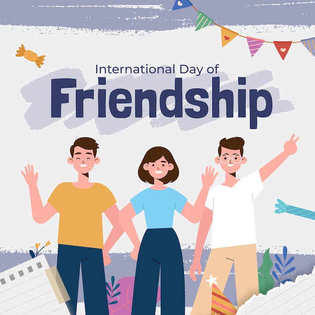 Flat illustration for international friendship day celebration