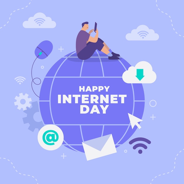 Vector flat illustration for international internet day celebration