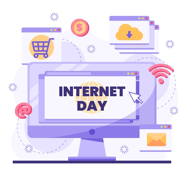 Vector flat illustration for international internet day celebration