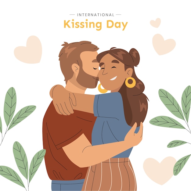 Vector flat illustration for international kissing day celebration