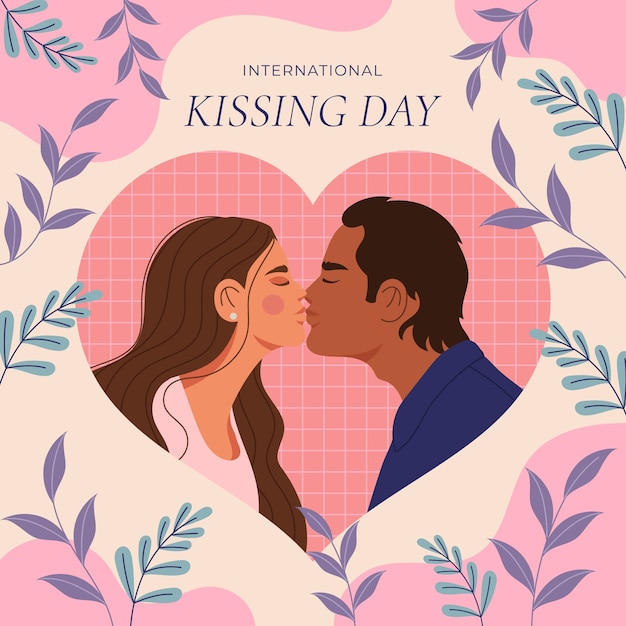 Flat illustration for international kissing day celebration