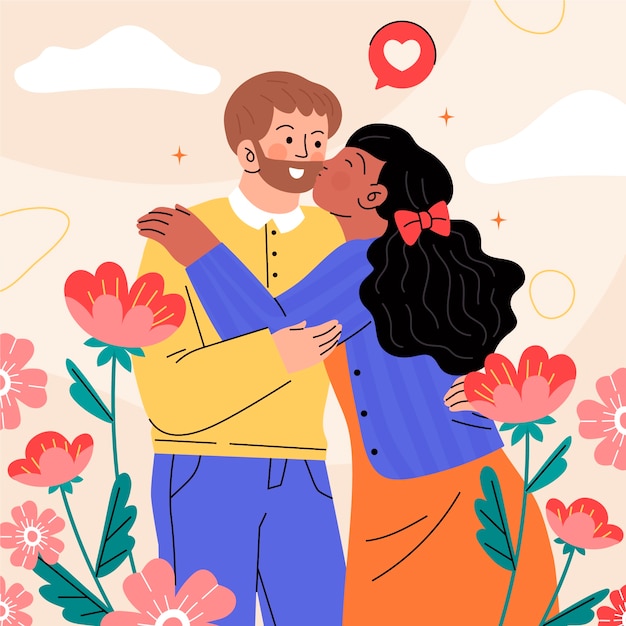 Vector flat illustration for international kissing day celebration