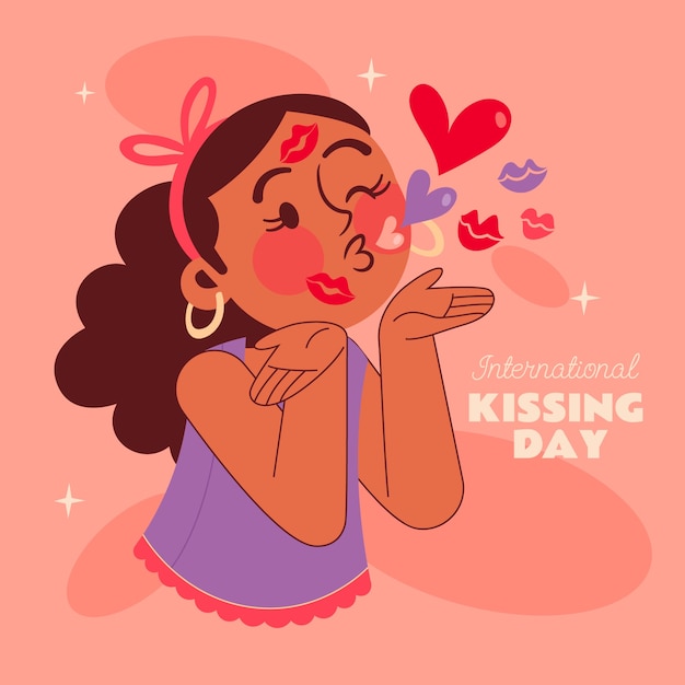 Vector flat illustration for international kissing day