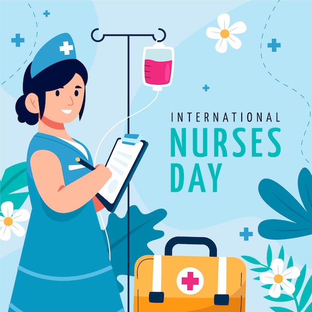 Vettore illustrazione piatta per la celebrazione della giornata internazionale degli infermieri