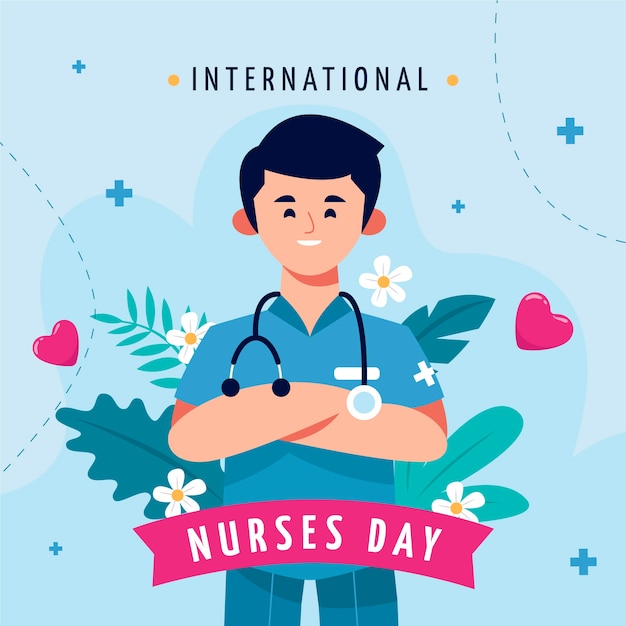 Flat illustration for international nurses day celebration