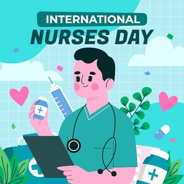 Flat illustration for international nurses day celebration