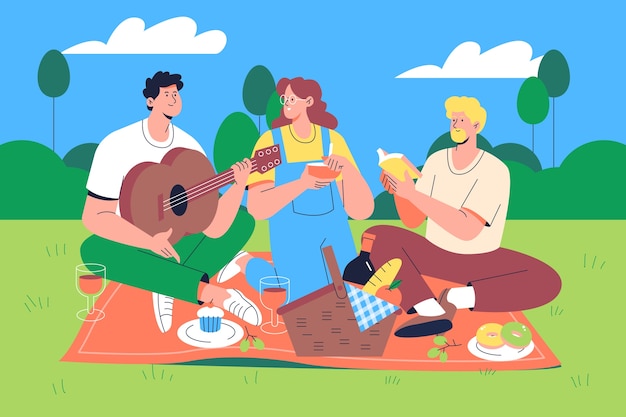 Vector flat illustration for international picnic day celebration