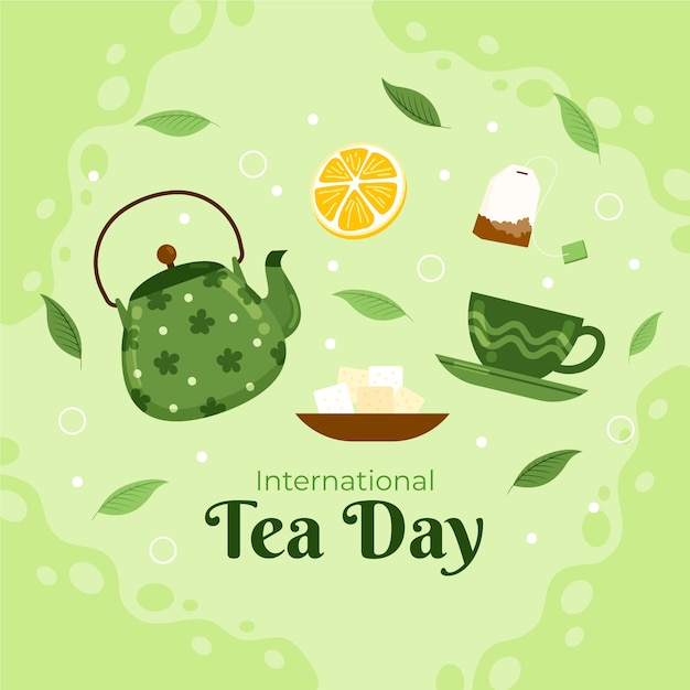 Flat illustration for international tea day awareness