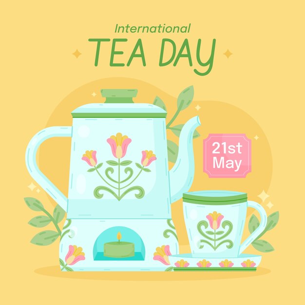 Vector flat illustration for international tea day awareness