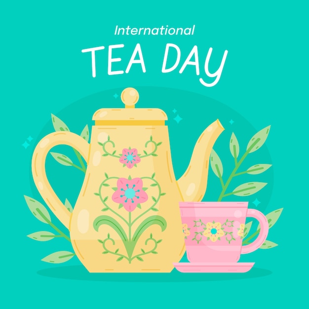 Flat illustration for international tea day awareness