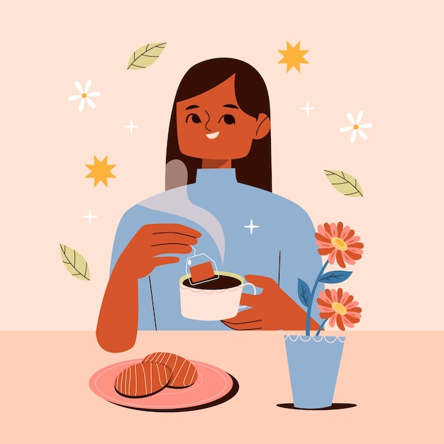 Vector flat illustration for international tea day awareness