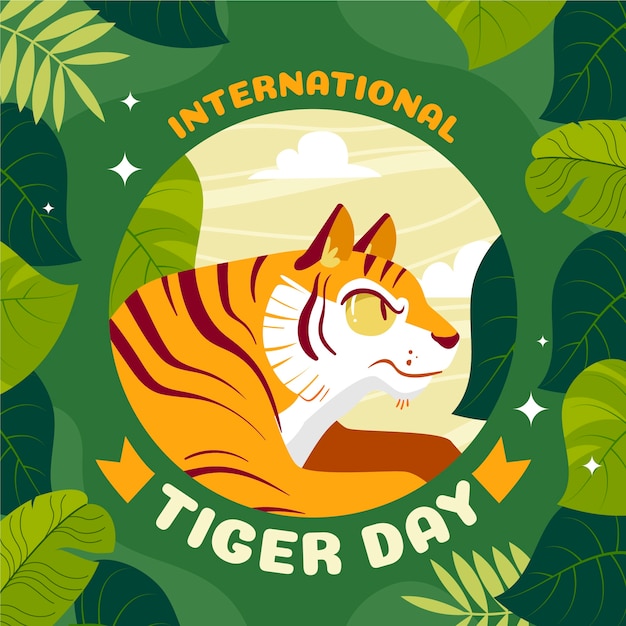 Flat illustration for international tiger day awareness