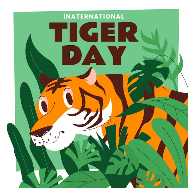 Vector flat illustration for international tiger day awareness