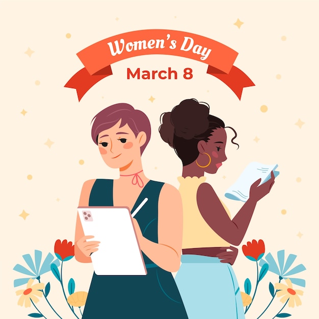 Flat illustration for international women's day celebration