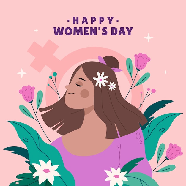 Плоская иллюстрация для празднования Международного женского дня.