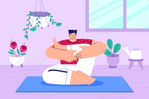 Illustrazione piatta per la celebrazione della giornata internazionale dello yoga