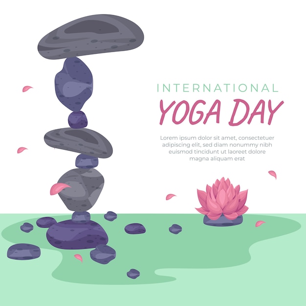 flat illustration for international yoga day celebration