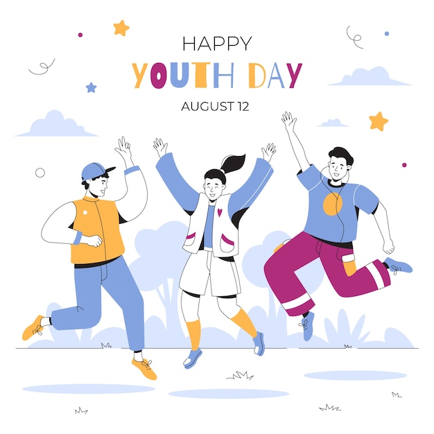 Flat illustration for international youth day celebration