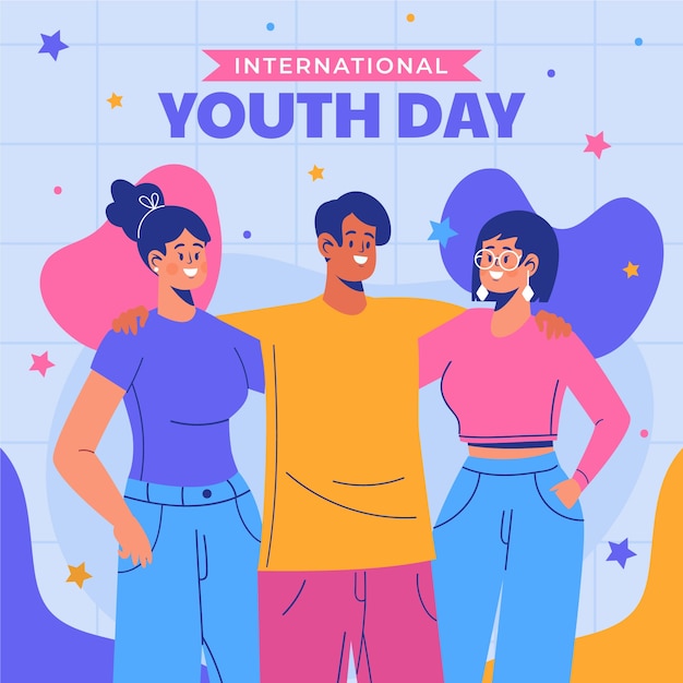 Flat illustration for international youth day celebration