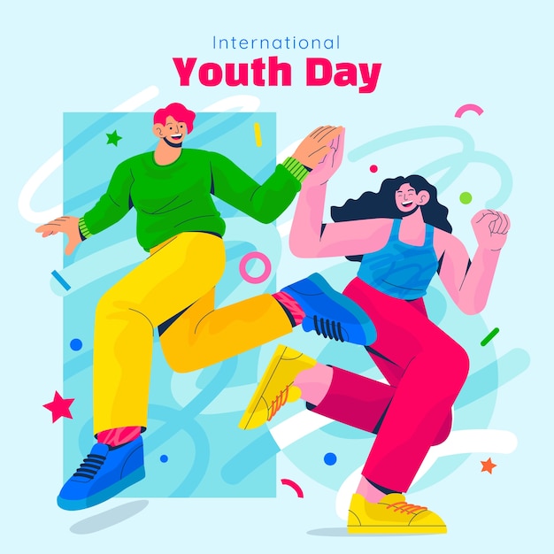 Flat illustration for international youth day celebration