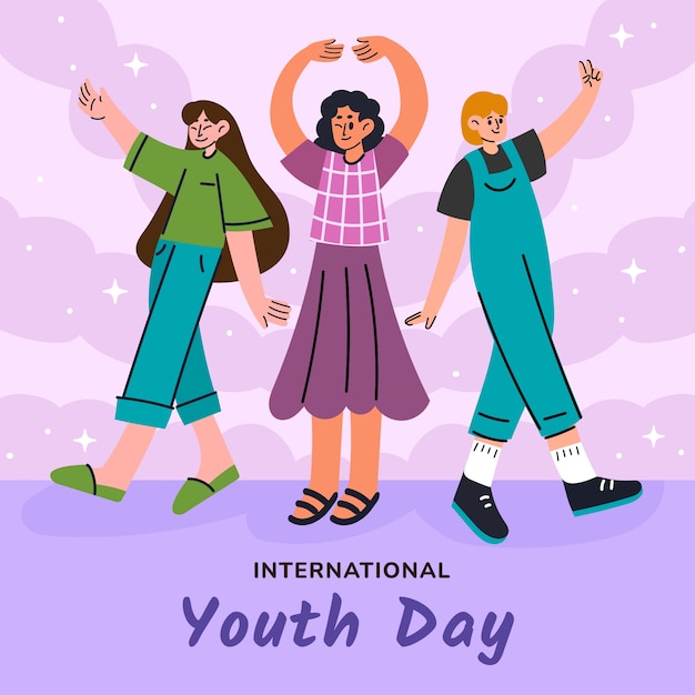 Vector flat illustration for international youth day celebration