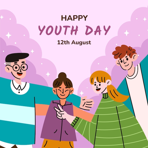 Vector flat illustration for international youth day celebration