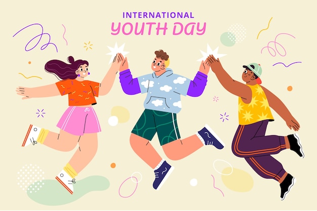 Flat illustration for international youth day celebration