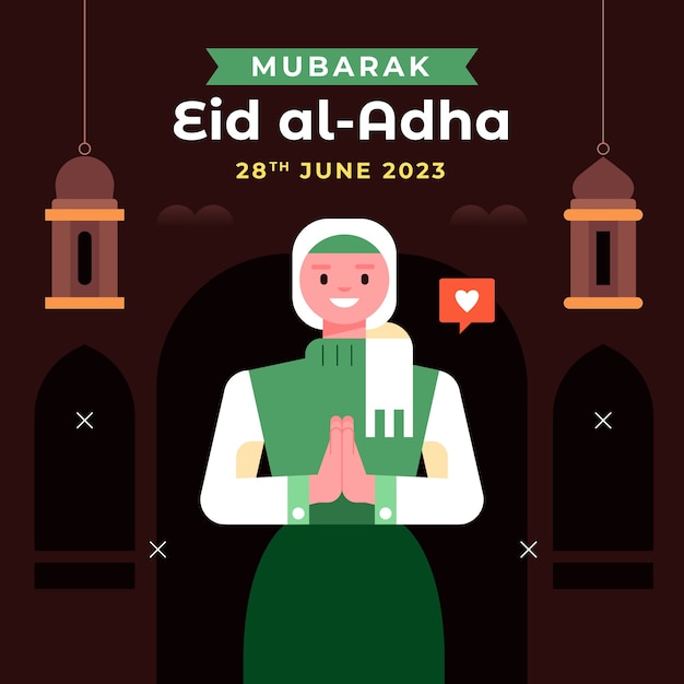 Flat illustration for islamic eid al-adha celebration