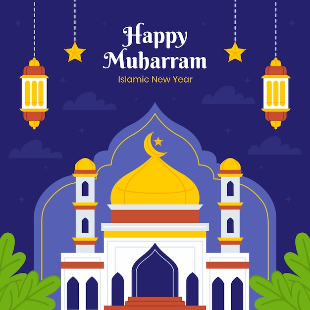 Vector flat illustration for islamic new year celebration