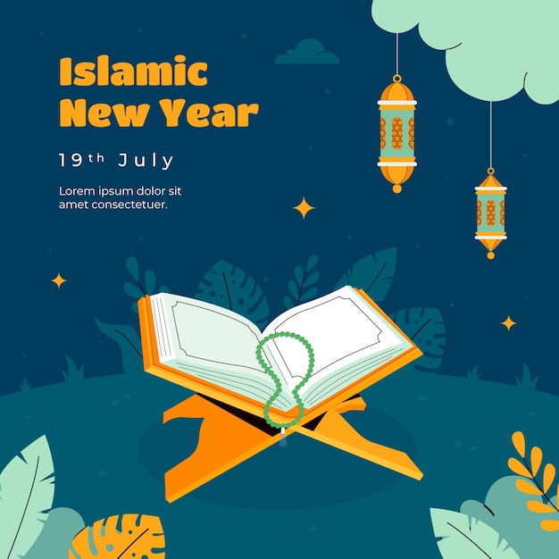 Flat illustration for islamic new year celebration